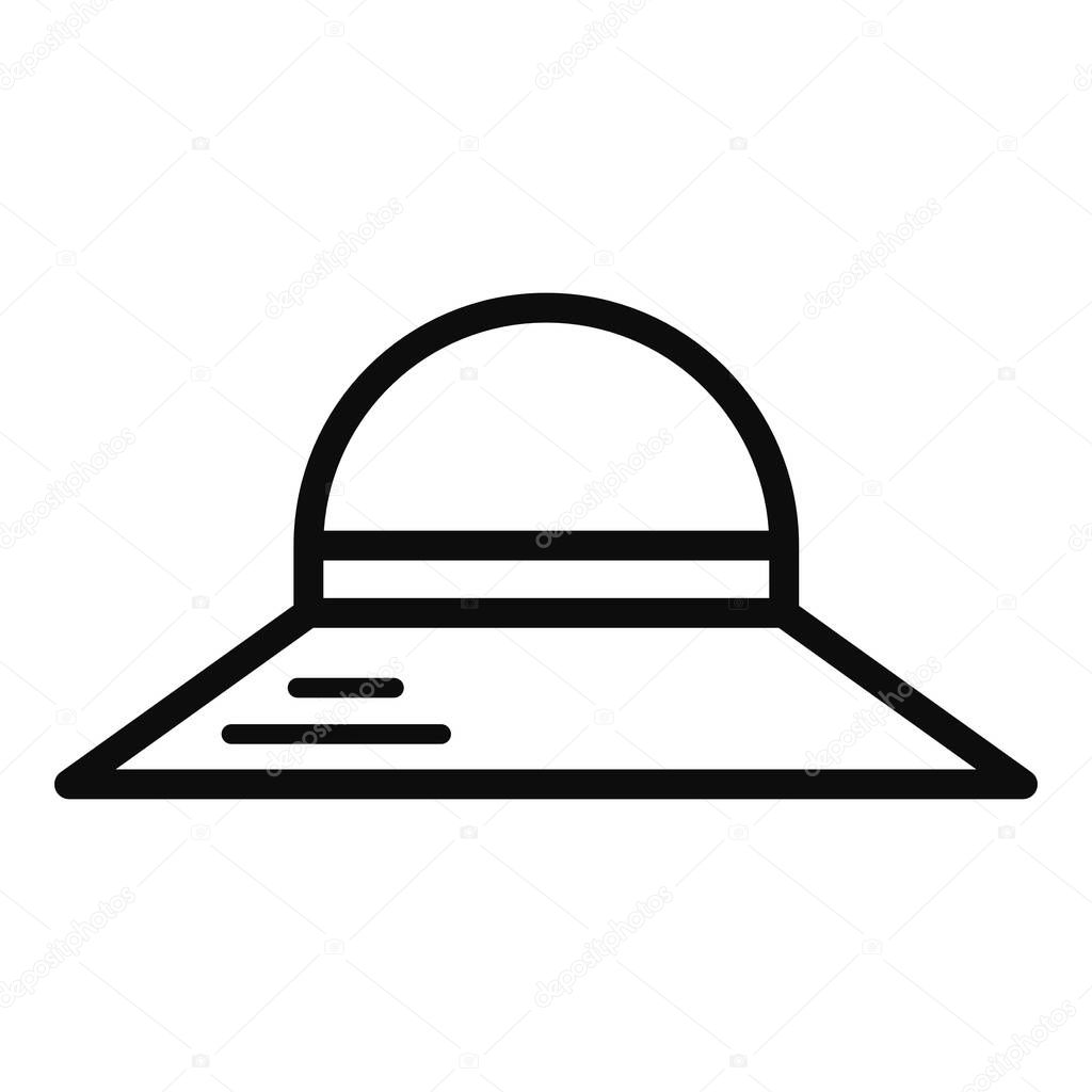 A female straw hat vector high quality simple line icon illustration isolated on white background