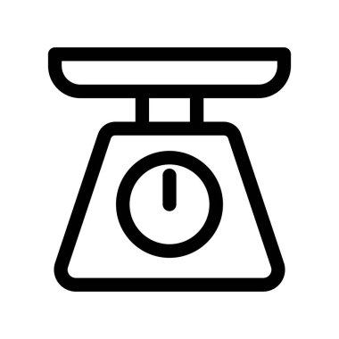 Mutfak ölçekli basit çizgi vektör resimlemesi beyaz arkaplanda izole