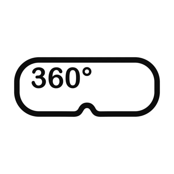 360度のガラスのアイコン 仮想現実のベクトル図白い背景に隔離された360シンボル — ストックベクタ