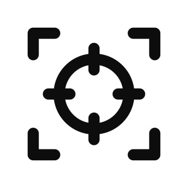 Hedef konsept simgesine odaklan. Beyaz arkaplanda izole edilmiş vektör çizgisi illüstrasyonu