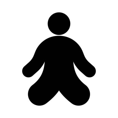 Meditasyon vektör simgesi beyaz arkaplanda izole edildi - Padmasana (Lotus konumu) düz biçim EPS10 siluet çizimi 