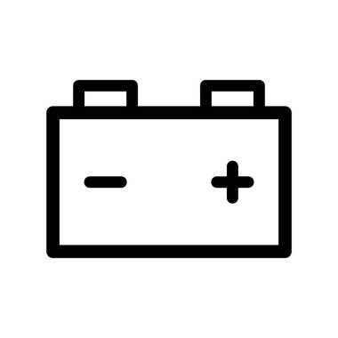 Car battery line icon isolated on white background. Vector power related illustration symbol