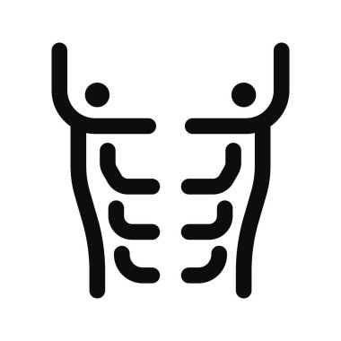 Six pack abs line icon isolated on white background. Training and fit concept vector illustration symbol