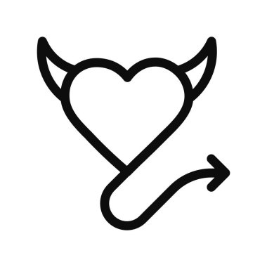 Heart shape with devil horns and tail vector icon - sexy love symbol 