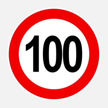 100 max speed limit read sign - One hundred speed limit traffic sign editable vector illustration