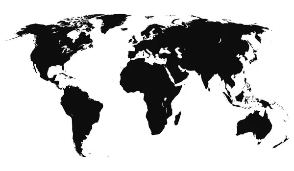 Planisphere Simples Estilo Silhueta Preta Ilustração Vetor Editável Mapa Mundo — Vetor de Stock