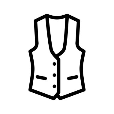 Beyaz arkaplanda yelekli (yelek) düzenlenebilir vektör çizgisi simgesi izole edildi