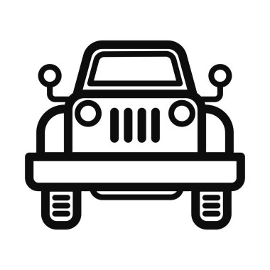 4x4 Jeep düzenlenebilir vektör çizimi - Beyaz arkaplanda izole edilmiş macera ve off road konsept sembolü