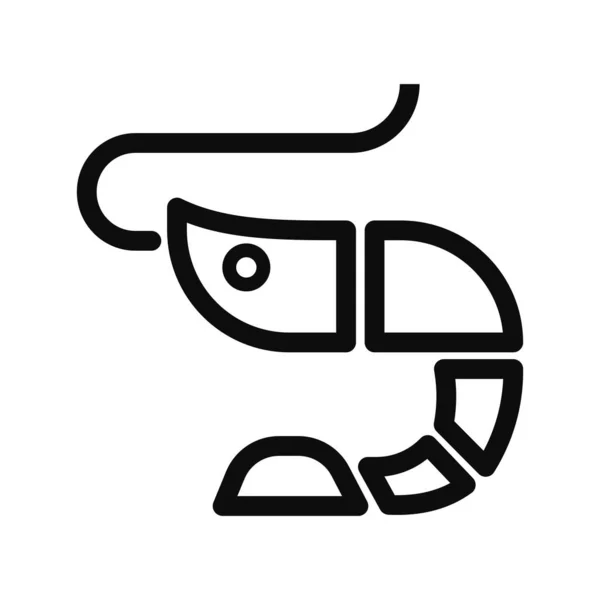 Illustration Icône Ligne Vectorielle Modifiable Crevettes Isolée Sur Fond Blanc — Image vectorielle