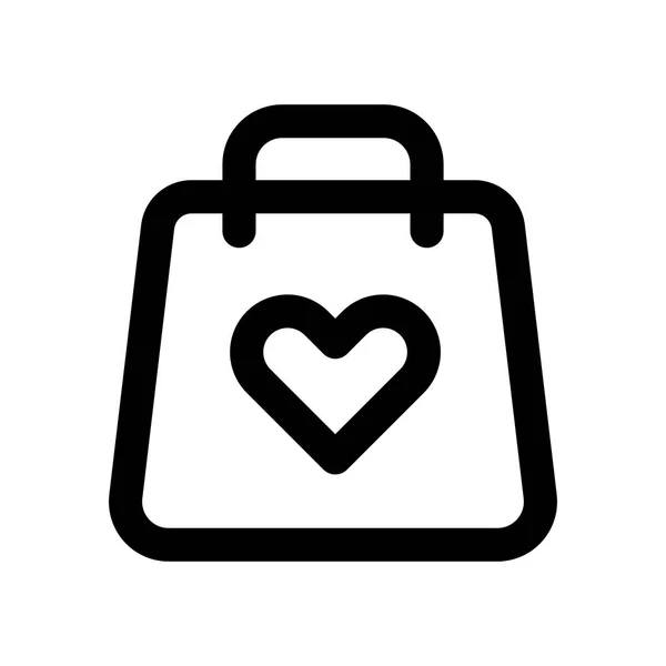 Αγάπη Για Την Έννοια Τσάντα Ψώνια Μόδας Διάνυσμα Γραμμή Εικονίδιο — Διανυσματικό Αρχείο