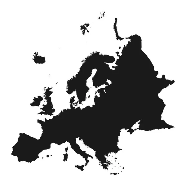 Landkarte Von Europa Einfache Stilabbildung Schwarze Silhouettenzeichnung Der Europäischen Landkarte — Stockvektor