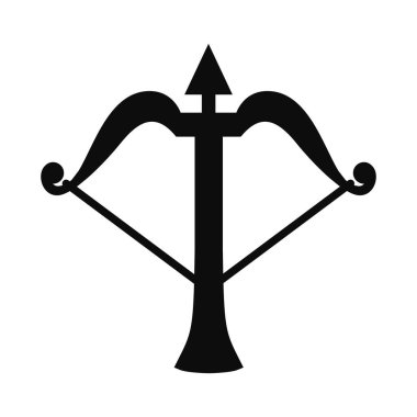 Beyaz arkaplanda izole edilmiş arbalet siluetinin vektör yüksek kalite düz stil resimlemesi