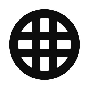 Aşırı basitleştirilmiş değirmen tekeri simgesinin düz vektör stili çizimi beyaz arkaplanda izole edildi