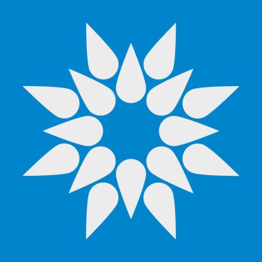 Mavi arkaplanda izole edilmiş beyaz kış yıldızı simgesinin düz vektör çizimi