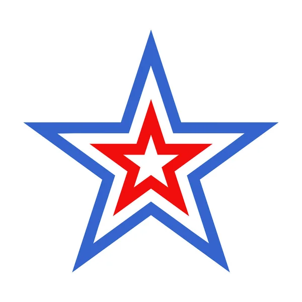 红白蓝相间的星形矢量扁平风格的美国星形标识 白色背景上孤立的符号 — 图库矢量图片