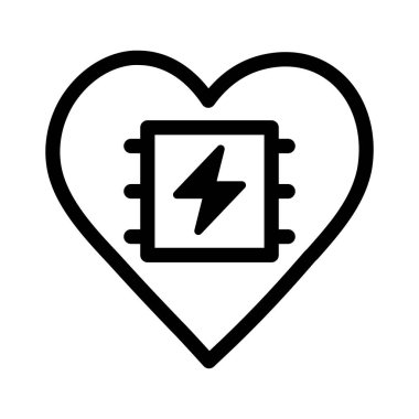 Beyaz arkaplanda vektör yüksek kalite kalp pili çizgisi simgesi izole edildi