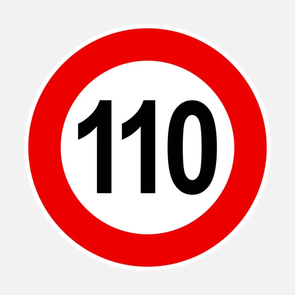 110 Кілометрів Або Миль Годину Максимальна Швидкість Обмеження Червоний Знак — стоковий вектор