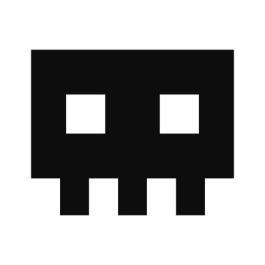 Beyaz arkaplanda izole edilmiş pikselleştirilmiş basit bir kafatası için vektör düz biçim çizimi