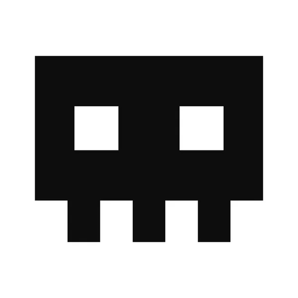 Vektorový Plochý Styl Ilustrace Pixelované Jednoduché Lebky Izolované Bílém Pozadí — Stockový vektor