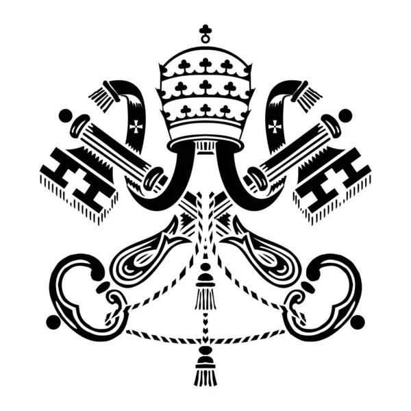 Heilig Siehe Emblem Vektor Symbol Vatikan Symbol Schwarze Silhouette Detaillierte — Stockvektor