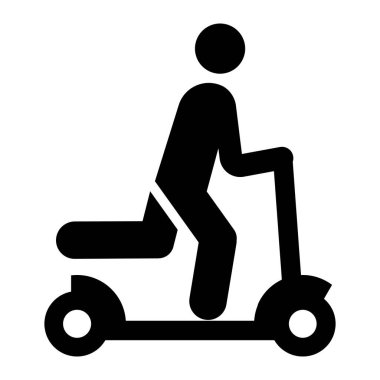 Elektrikli scooter otomatik vektör yüksek kaliteli siyah simge beyaz arkaplanda izole