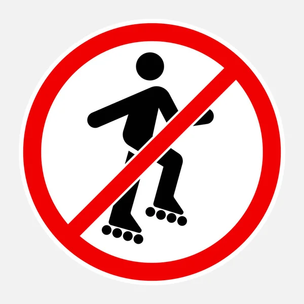 ローラースケートを禁止アクセスします ベクトル高品質なイラストのないローラースケート男のシンボルサインは白に隔離 — ストックベクタ