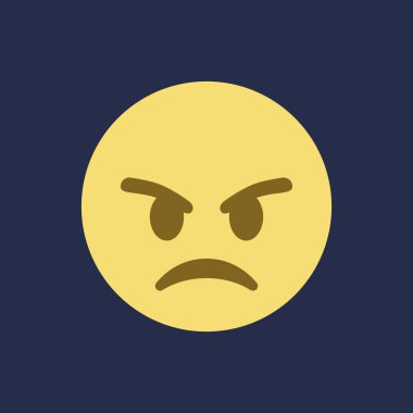 Kızgın ifade vektör çizim simgesi. Yuvarlak sarı, duyguları altüst eder. 