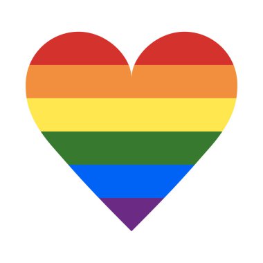 LGBT + gökkuşağı bayrak renkleri kalp şekli vektör çizim sembolü üzerinde