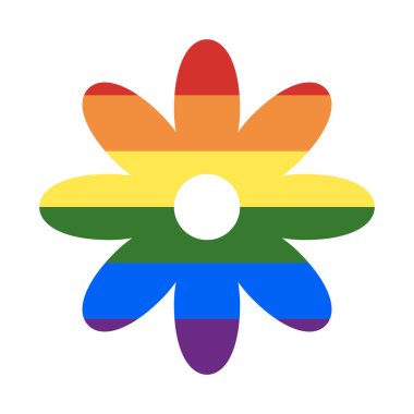 LGBT + gökkuşağı renkleri çiçek şekli vektör çizim sembolü üzerinde