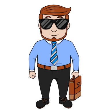 İş adamı evrak çantası illüstrasyon tasarımı ile stand