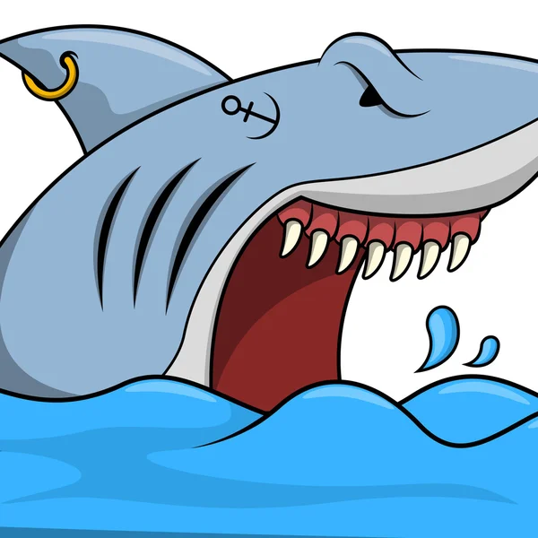 Köpekbalığı saldırısı karton illüstrasyon — Stok Vektör