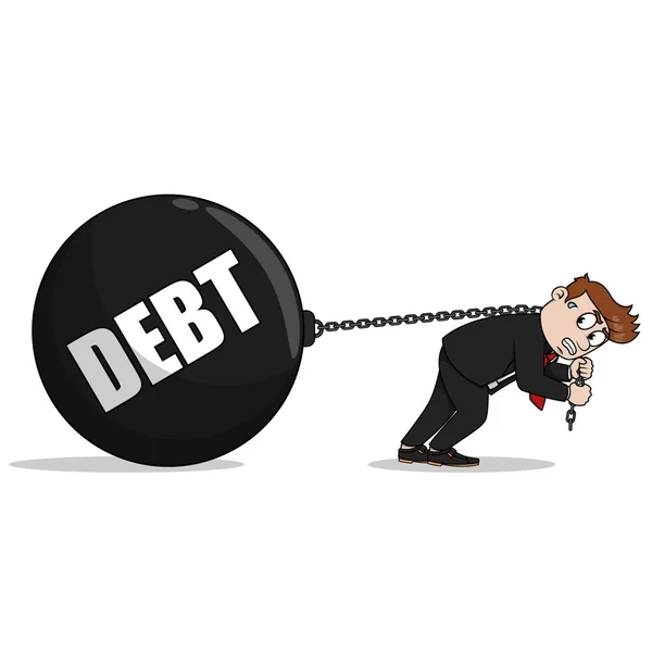 Big Debt ball business man — Stock Vector