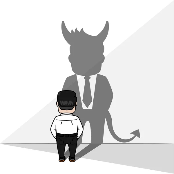 Homme d'affaires diable ombre — Image vectorielle