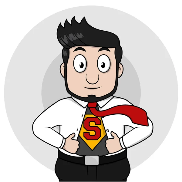 Business man show the costume hero — Stock Vector