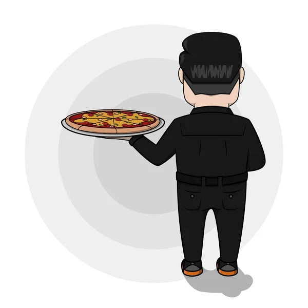 Un homme d'affaires tient la pizza — Image vectorielle