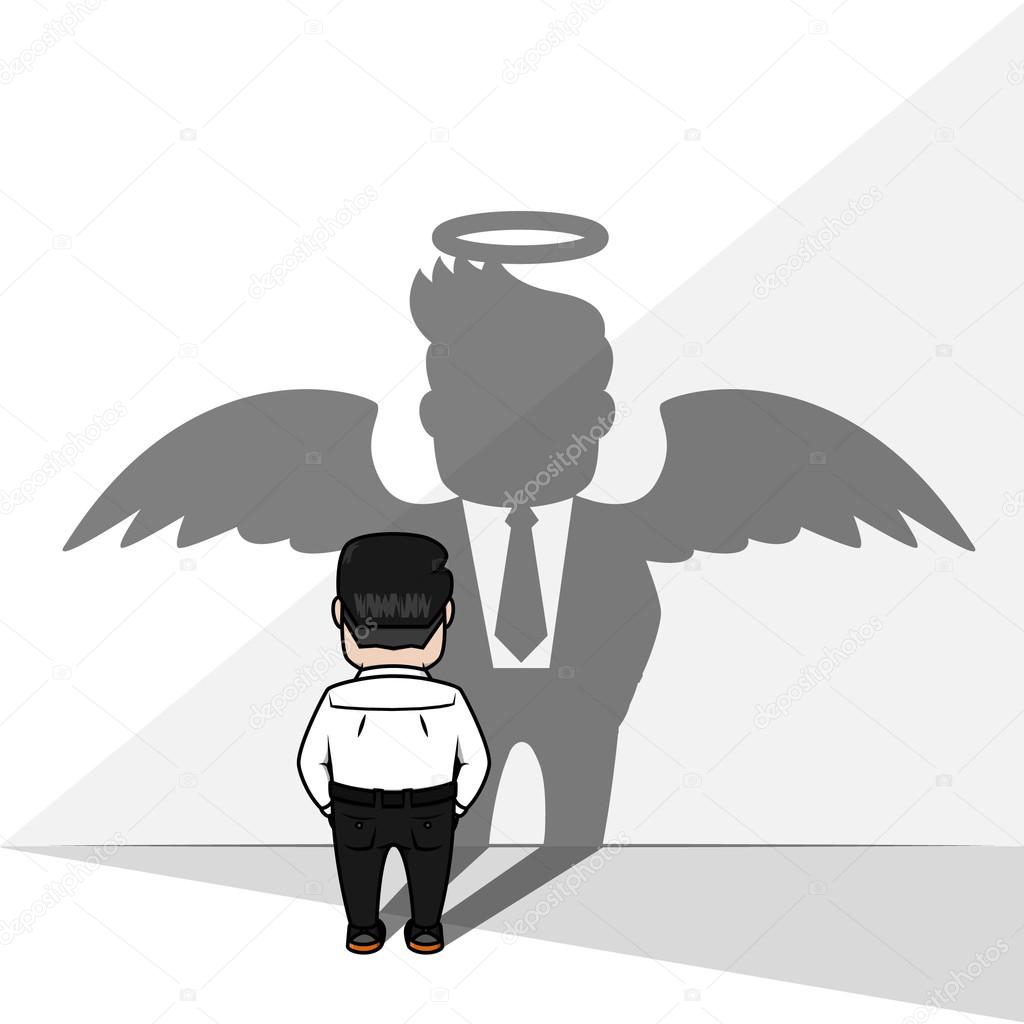 Business man angel shadow
