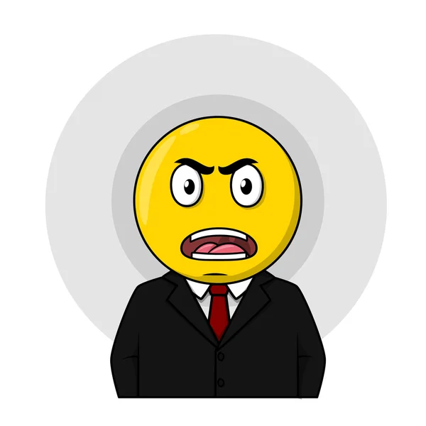 Homme d'affaires en colère tête de cercle jaune — Image vectorielle