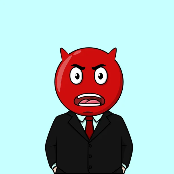 Homme d'affaires en colère émoticône rouge — Image vectorielle