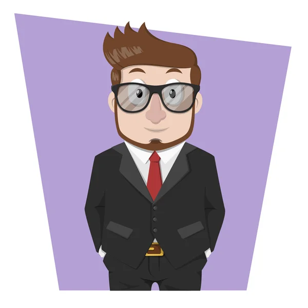 Business man wearing black suit and eyeglasess — Stock Vector