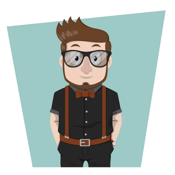 Nerd business man hipster beard style — Stock Vector
