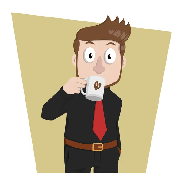 Business man using black suit with coffee — Stock Vector