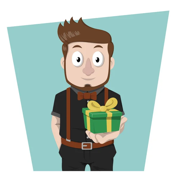 Business man give gift from entrepreneur — Stock Vector