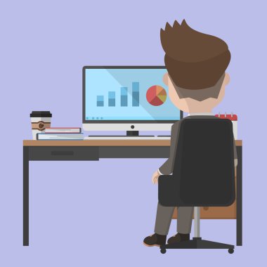 İş adamı işe Ofis Masası