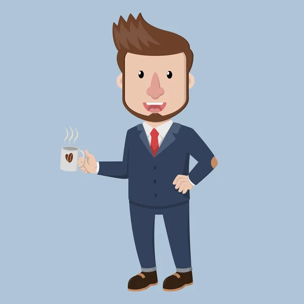 Business man drink coffee — Stock Vector