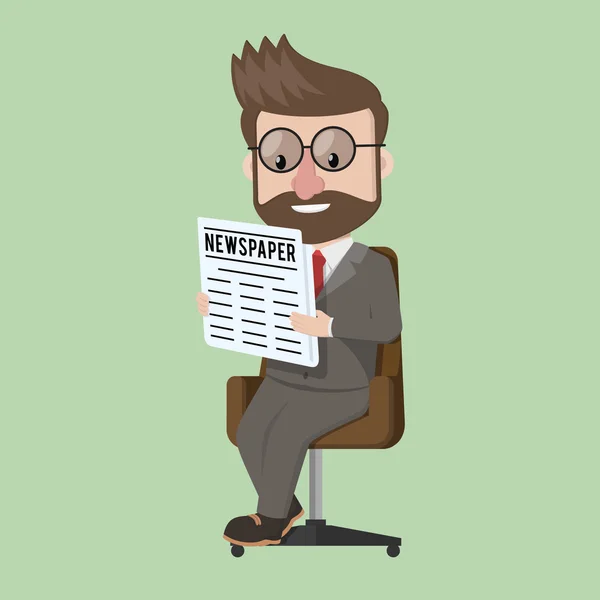 Homem de negócios lendo jornal — Vetor de Stock