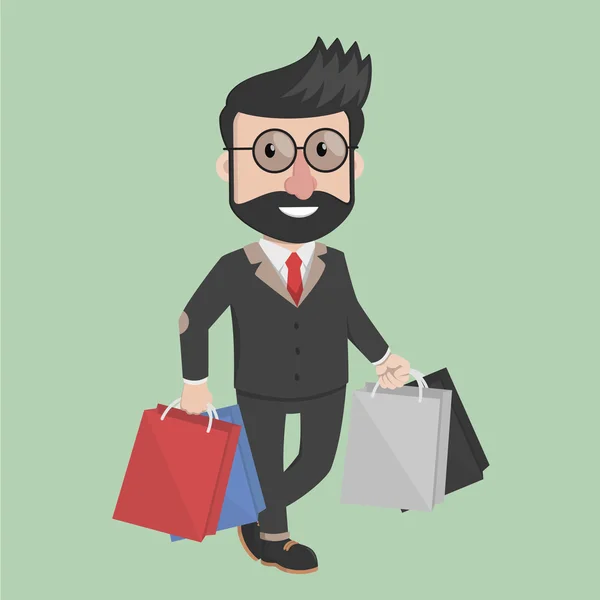 Homme d'affaires portant sac à provisions — Image vectorielle