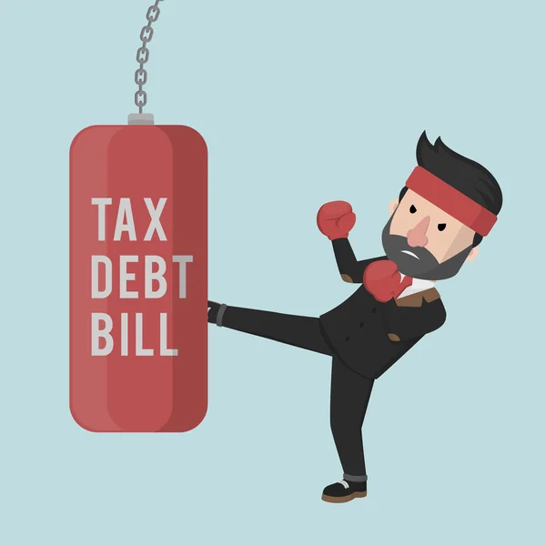 Üzletember és adó, adósság és bill — Stock Vector