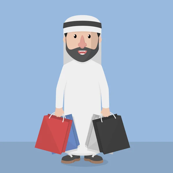 Arabischer Geschäftsmann mit Einkaufstasche — Stockvektor