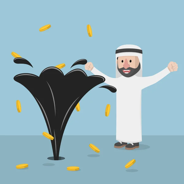 Αραβικά επιχείρηση άνθρωπος ευτυχισμένος με λάδι και χρήματα — Διανυσματικό Αρχείο