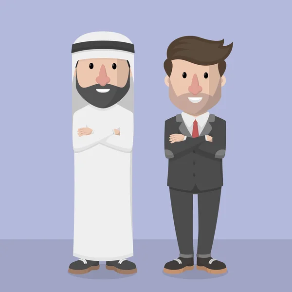 Hombre de negocios árabe y empresario de pie juntos — Archivo Imágenes Vectoriales